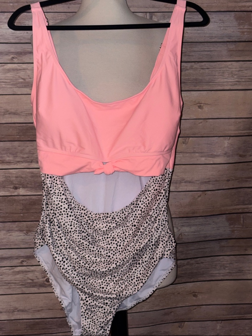 Pink & Black Speckle One-Piece Swimsuit with Front Knot